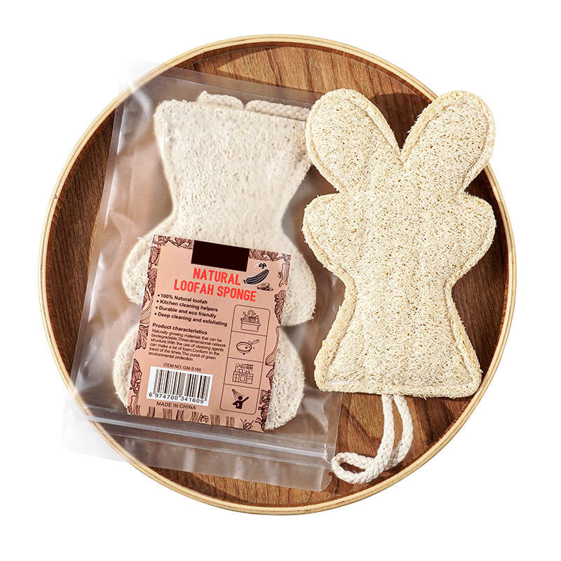 Bear-Shaped Natural Loofah Cleaning Brush: A Multi-Functional Natural Plant Fiber Tool