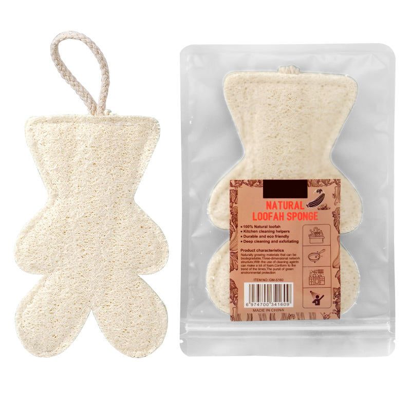 Bear-Shaped Natural Loofah Cleaning Brush: A Multi-Functional Natural Plant Fiber Tool