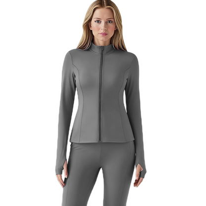 LOVILDS slim Fit Women’s Workout Zip Jacket: Lightweight Pleats + Thumb Holes – Perfect for Active Days!
